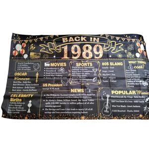 Back in 1989 Banner, 6x3.6 ft VTG Birthday/Reunion Trivia, Photography Backdrop